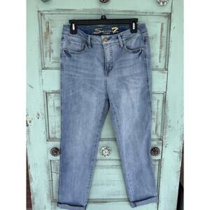 Seven7 Weekend Easy Fit Boyfriend Cuffed Distressed Women's Blue Jeans Waist 32”